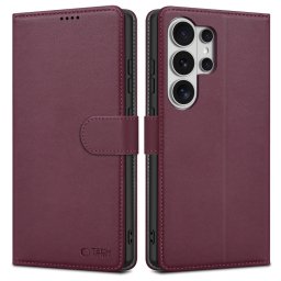 Tech-Protect Wallet Samsung Galaxy S26 Ultra flip / kinyitható tok kártyatartóval, bordó