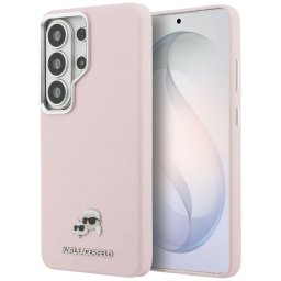 Karl Lagerfeld Saffiano KC Metal Logo Samsung Galaxy S26 Ultra mágneses tok, MagSafe, rózsaszín