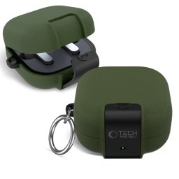 Tech-Protect Slim Hook Samsung Galaxy Buds 4 / Buds 4 Pro szilikon tok, karabinerrel, zöld
