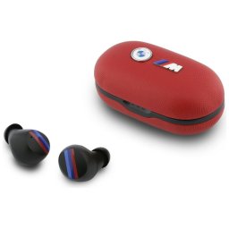 BMW Metal Logo TWS vezeték nélküli bluetooth fülhallgató, ENC, piros