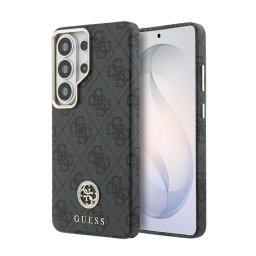 Guess PU Leather 4G Strass Logo Gold Frame Samsung Galaxy S26 Ultra mágneses tok, MagSafe, fekete-arany