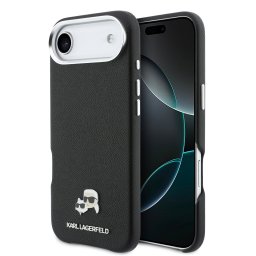 Karl Lagerfeld PU Karl and Choupette Heads Pins Apple iPhone Air (2025) mágneses tok, MagSafe, fekete-ezüst