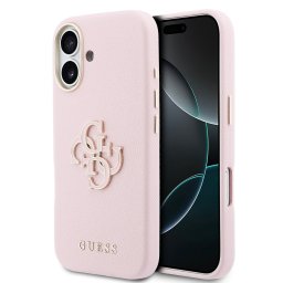 Guess PU Resin Logo Apple iPhone 17 tok kameravédő peremmel, rózsaszín-arany
