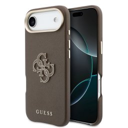 Guess PU Resin Logo Apple iPhone Air (2025) tok kameravédő peremmel, barna-arany