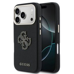Guess PU Resin Logo Apple iPhone 17 tok kameravédő peremmel, fekete-arany