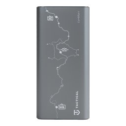 Tactical Squad Company USB-C Power bank / külső akkumulátor kijelzővel, 10000mAh, 30W, térkép minta, ezüst