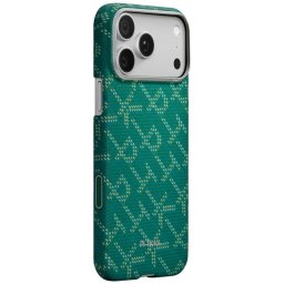 Pitaka Ultra-Slim Monogram Apple iPhone 17 Pro Max hátlap tok, MagSafe, zöld