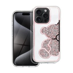 Teddy Bear iPhone 7 / 8 / SE 2020 / SE 2022 csillogó köves tok, rózsaszín
