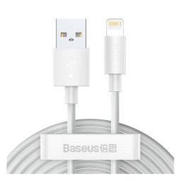 Baseus Simple Wisdom USB / Lightning adat/töltőkábel, 2,4A, 1,5m, Fehér (2db)