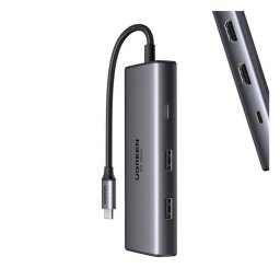 Ugreen CM498 6 in1 adapter USB-C- 2xUSB-A 3.0, USB-C 3.0, 2xHDMI, PD, ezüst