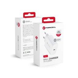 Forcell F-Energy TFK-TC-25WPD USB-C töltő adapter, PD, QC4.0, 3A, 25W, fehér