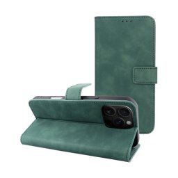Tender Book iPhone 16 Pro Max flip/oldalra nyíló műbőr tok kártyatartó résszel, zöld