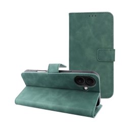Tender Book iPhone 16 Plus flip/oldalra nyíló műbőr tok kártyatartó résszel, zöld