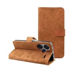Tender Book Xiaomi Redmi Note 13 Pro Plus 5G flip/oldalra nyíló műbőr tok kártyatartó résszel, barna