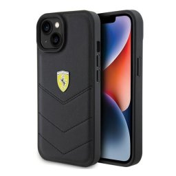 Ferrari Quilted Metal Logo iPhone 15 / 14 / 13 kemény hátlap tok, fekete FEHCP15SRDUK