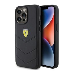 Ferrari Quilted Metal Logo iPhone 15 Pro Max kemény hátlap tok, fekete FEHCP15XRDUK