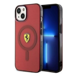 Ferrari Translucent iPhone 14 / 15 / 13 MagSafe kompatibilis kemény hátlap tok, piros FEHMP14SURKR