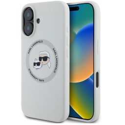 Karl Lagerfeld Liquid Silicone K&CH Heads Apple iPhone 16 MagSafe tok, bézs