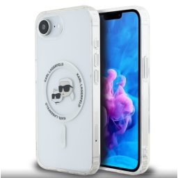 Karl Lagerfeld IML K&CH Heads Metal Frame Apple iPhone 17e / iPhone 16e hátlap tok, átlátszó