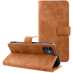 Tender Book Xiaomi Redmi Note 14 Pro 4G flip/oldalra nyíló műbőr tok kártyatartó résszel, barna