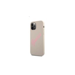 Guess Silicone Vintage Pink Script Apple iPhone 12 Pro Max hátlap tok, szürke