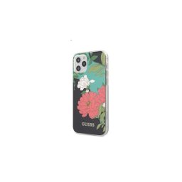 Guess PC/TPU Flower Apple iPhone 12 Pro Max hátlap tok, fekete