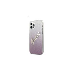 Guess PC/TPU Vintage Apple iPhone 12 Pro Max hátlap tok, átmenetes rózsaszín
