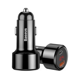 Baseus Magic autós szivargyújtó töltő, USB-A + USB-C QC 4.0 PD, 45W, fekete