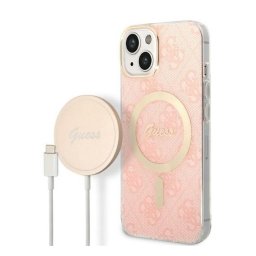 Guess 4G Print MagSafe Apple iPhone 14 Plus hátlap tok, pink + MagSafe töltő