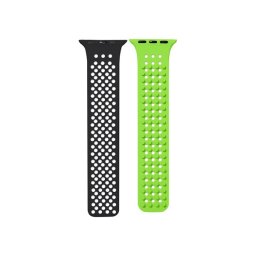 Phoner Spike Apple Watch szilikon szíj, 38/40/41mm, fekete/élénk zöld