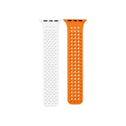 Phoner Spike Apple Watch szilikon szíj, 49/45/44/42mm, fehér/narancs