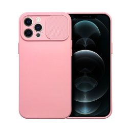 Slide Apple iPhone 12 Pro Max, kameravédős szilikon tok, rózsaszín