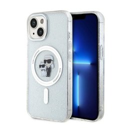 Karl Lagerfeld Karl&Choupette Glitter MagSafe Apple iPhone 15 hátlap tok, átlátszó