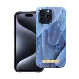 Forcell F-Protect Mirage Apple iPhone 15 Pro Max Magsafe kompatibilis hátlap tok, madártoll minta, kék