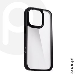 Phoner Custom Hybrid Apple iPhone 13 / 14 hátlap tok, fekete (fekete gombokkal)