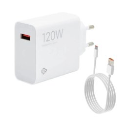 Xiaomi MDY-14-EE GaN USB-A- USB-C hálózati töltő adapter + adatkábel,120W, 6A, fehér