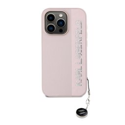 Karl Lagerfeld PU Saffiano Rhinestone Charm Apple iPhone 15 Pro hátlap tok, rózsaszín