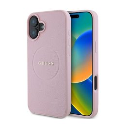 Guess Grained Gold Ring MagSafe Apple iPhone 16 Plus hátlap tok, rózsaszín GUHMP16MPGHSMMP