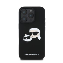 Karl Lagerfeld Silicone Double Heads Print Apple iPhone 16 Pro Magsafe kompatibilis hátlap tok, fekete KLHMP16LSKCHPPLK