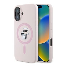 Karl Lagerfeld Silicone KC Heads Ring Apple iPhone 16 Plus hátlap tok, rózsaszín KLHMP16MSCMKCRHP