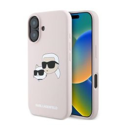 Karl Lagerfeld Silicone Double Heads Print Apple iPhone 16 Plus Magsafe kompatibilis hátlap tok, rózsaszín