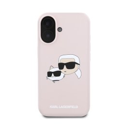 Karl Lagerfeld Silicone Double Heads Print Apple iPhone 16 Magsafe kompatibilis hátlap tok, rózsaszín KLHMP16SSKCHPPLP