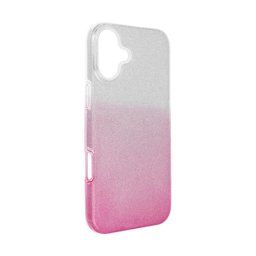 Apple iPhone 16 Plus csillámos hátlap tok, átlátszó/rózsaszín