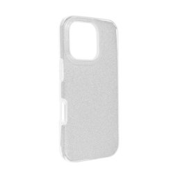 Apple iPhone 16 Pro csillámos hátlap tok, ezüst