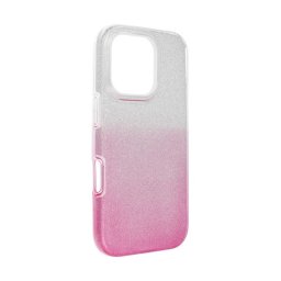 Apple iPhone 16 Pro csillámos hátlap tok, átlátszó/rózsaszín