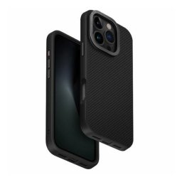Uniq Keva Apple iPhone 16 Pro Magsafe hátlap tok kameravédő peremmel, kitámszatóval, karbon fekete