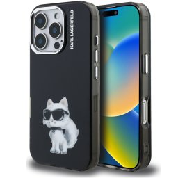 Karl Lagerfeld IML Aquarelle Choupette iPhone 15 Pro Max hátlap tok, fekete
