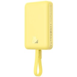 Baseus Magnetic Mini Powerbank / külső akkumulátor, USB-C port, 10000mAh, 20W, sárga