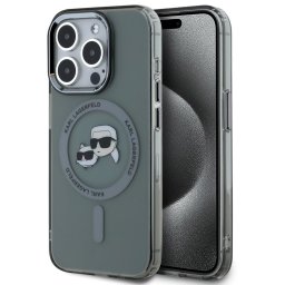 Karl Lagerfeld IML K&CH Heads Metal Frame iPhone 15 Pro MagSafe tok kameravédő peremmel, fekete