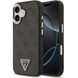 Guess PU Leather 4G Triangle Logo Gold Frame Apple iPhone 17 MagSafe hátlap tok, fekete